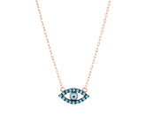 Traditional Design Evil Eye Rose Gold Colour 925 Sterling Silver Necklace studded with Turquoise CZ